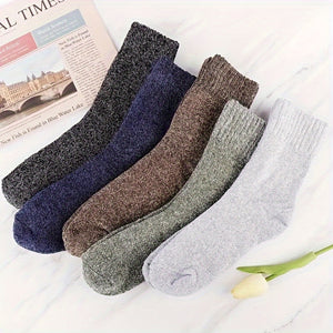 5 Pairs of New Autumn and Winter Mid-Calf Socks for Men and Women, Thickened and Warm, Mid-Calf Trendy Sports Socks