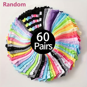 20/40/60 Pairs Candy Color Socks, Casual & Breathable Low Cut Ankle Socks, Women's Stockings & Hosiery