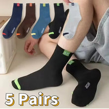 Charger l&#39;image dans la galerie, Cotton Sock for Men Sport Breathable Soft Letter Fashion Sneakers High Elastic Middle Tube Stocking Towel Sox Summer Running
