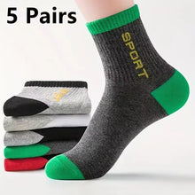 Charger l&#39;image dans la galerie, Cotton Sock for Men Sport Breathable Soft Letter Fashion Sneakers High Elastic Middle Tube Stocking Towel Sox Summer Running
