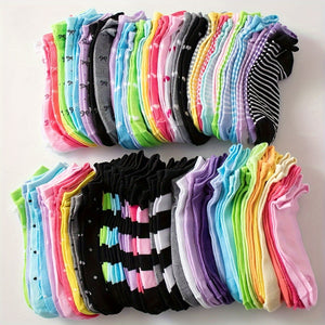 20/40/60 Pairs Candy Color Socks, Casual & Breathable Low Cut Ankle Socks, Women's Stockings & Hosiery